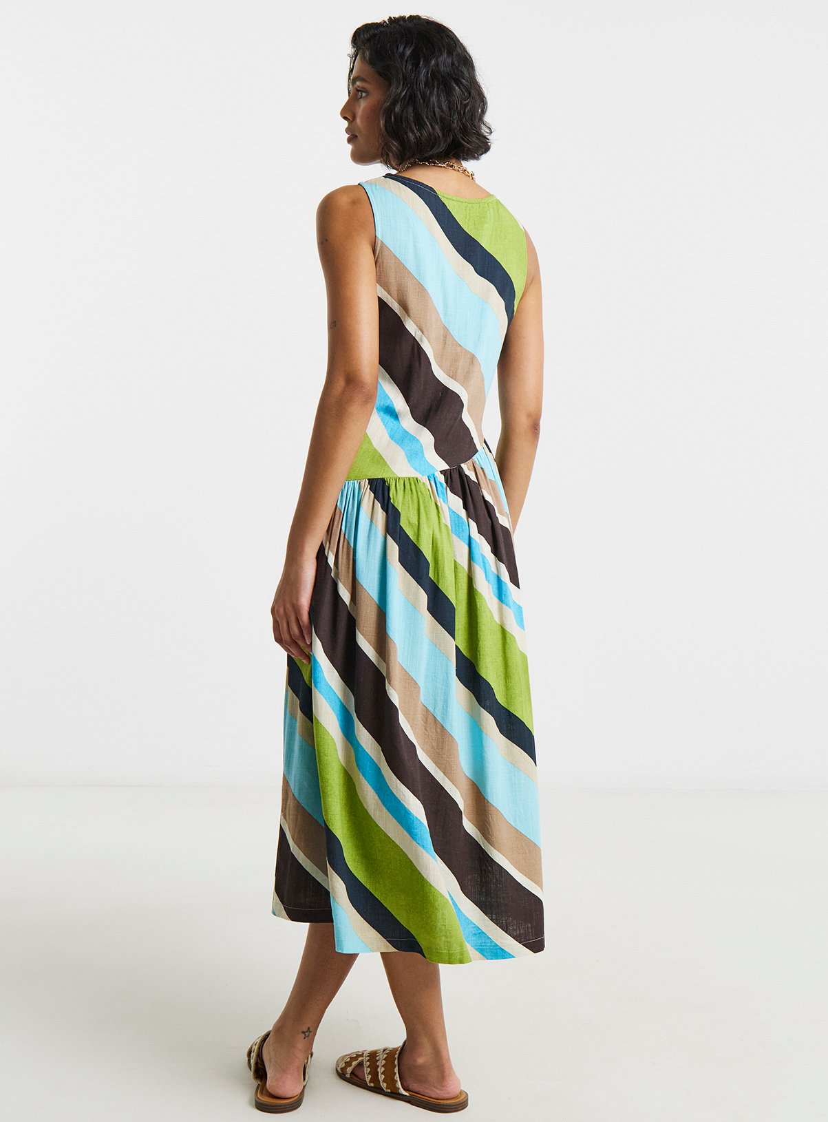 SIMPLY BE Stripe Linen Midi Dress 30 - Image 2 thumbnail
